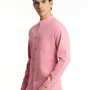 Casual Shirts for Men with Mandarin Collar, Full Sleeves and Chest Pocket