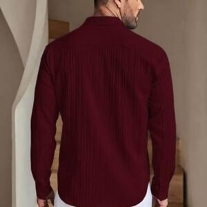 DEELMO Men’s Casual Button Down Shirts Long Sleeve Linen Shirt Fashion Textured Beach Summer Shirt