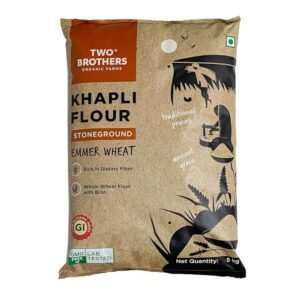Two Brothers Organic Farms – Khapli Wheat Flour (5kg) | High Dietary Fiber for Easy Digestion | Stoneground Emmer Wheat Atta | Khapli Atta