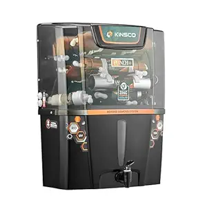 Kinsco Aqua Punch+ Zinc Copper And Alkaline 15Liter Ro + Uv + Uf Water Purifier(Black) With Copper Guard,Ph Enhancer,And Pre-Filter-1-Year Warranty
