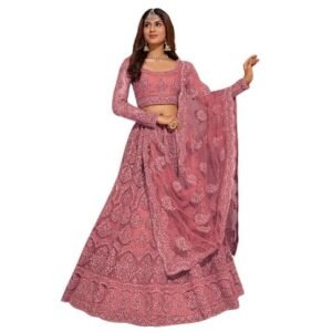 ZAALIMA FASHION Women’s Semi Stitched satin blend Lehenga Choli with Embroidered Pattern Unstitched Blouse and Dupatta Set | Women’s Lehenga Cholis