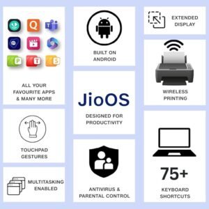 JioBook 11 with Lifetime Office | Android 4G Laptop Mediatek 8788 (JioOS) | Octa-core | 4GB RAM | 64 eMMC Storage | Thin and Light Laptop (11.6 inch, 990 Grams) | Dual Band WiFi + SIM | Blue