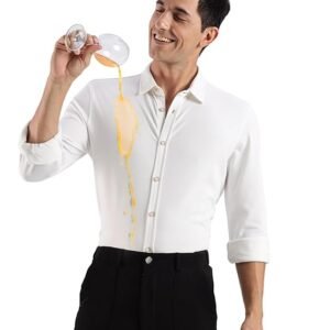 TURMS Water Repellent Men’s Knitted Shirt | Anti Stain Anti Odor Cotton Blend | Solid Casual Full Sleeves