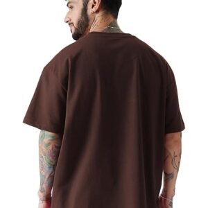 LEOTUDE Men’s Cottonblend Oversized Half Sleeve Round Neck Regular Fit T-shirt