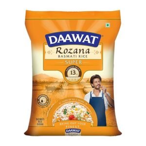 Daawat Rozana Super Basmati Rice 5Kg| For Everyday Consumption| Cooked Grain Upto 13mm*| Naturally Aged