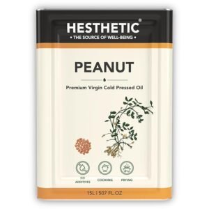 HESTHETIC Premium Edible Cold Pressed Peanut Oil, 15L, 100% Pure and Natural Food Grade Groundnut Virgin Oil, Rich in Healthy Fats, Ideal for Cooking, Frying, and Salad Dressing