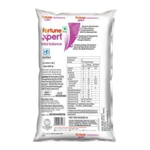 FORTUNE Xpert Total Balance Oil | Blend of Rice Bran, Soyabean & Flaxseed Oil | Balance of Fats & Omega 3 : Omega 6 | Best Oil for Heart Health| 1L Pouch, 1000 Millilitre