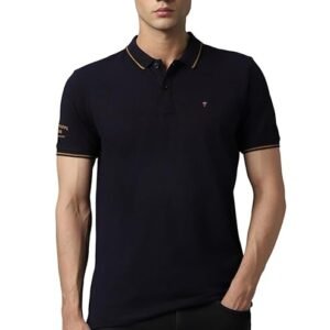 Louis Philippe Men’s Premium Solid Polo T-Shirt Slim fit with Color Fastness