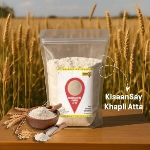 KisaanSay Stoneground Khapli Atta 2Kg| Emmer Wheat Flour | High Dietary Fiber | Easy Digestion | Ancient Grain Low Gluten Atta | Healthy Whole Wheat Flour