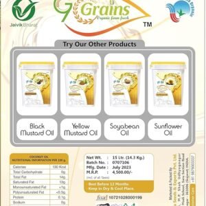 G7 GRAINS Organic Coconut Oil (15 Liter) Cold Pressed/Wood Pressed Oil | Nariyali Ka Tel/Coconut Kachi Ghani Oil