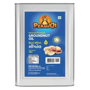 Peanutji Filtered Groundnut Oil, 15 Liter TIN, Pure Peanut Oil, Natural & Healthy Mungfali Oil, Unrefined Chemical Free Sing Tel Oil for Cooking