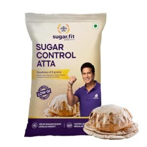 Sugar.fit Sugar Control Atta – 8-in-1 Multigrain Flour | Sharbati Wheat, Ragi, Millets, Soybean, Fenugreek & More | Diabetic-Friendly, 20% Lower GI | High Protein & Fiber | Healthy Weight – 5 Kg